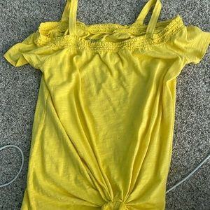 Yellow Abercrombie Kids Cut Out Shoulder Top